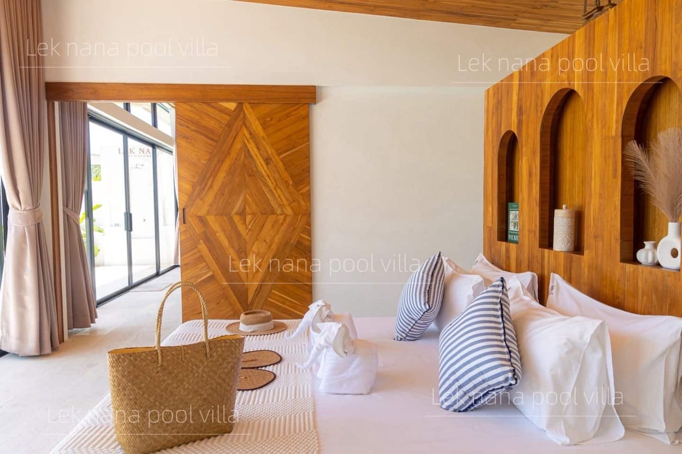Lek Nana Bophut Phase 2 — bedroom with a timber headboard
